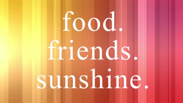 Digital Composite Text Food Friends Sunshine Front Colorful Background — Stock Video