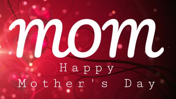 Digital Composite Happy Mothers Day Text Red Background Containing Hearts — Stock Video