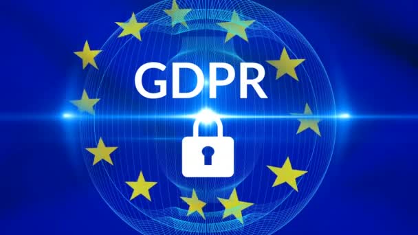 Biztonsági Ikon Háttér Digitális Animációs Zászló Gdpr — Stock videók