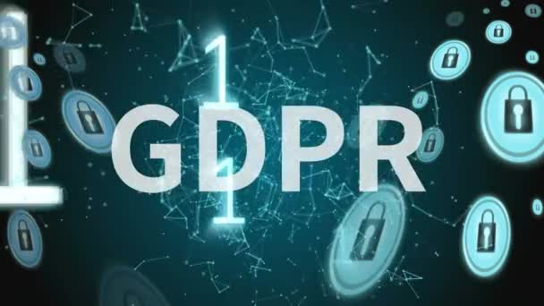 Animated Numbers Digital Animated Safety Icons Gdpr Background — Stock Video