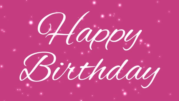 Happy Birthday Writing Animated Pink Background Snow — Stock Video