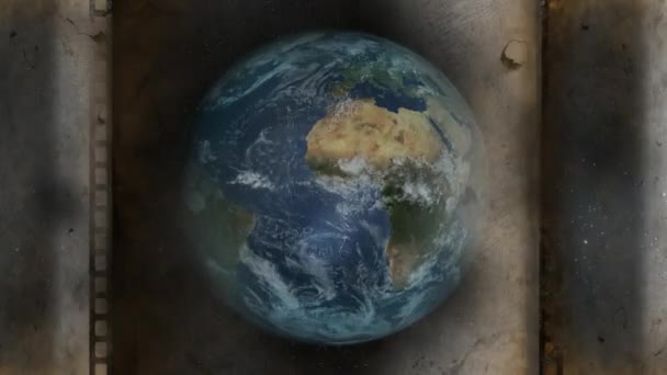 Vieille bande vidéo contre le tournage de la terre animée 