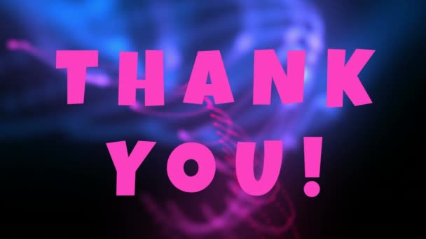 Thank You Text Pink Twirly Glowing Lines — Stock Video