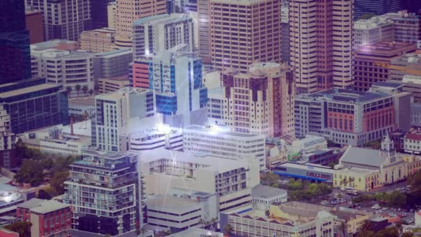 Digitální Složený Letecký Pohled Velké Město Pohyblivými Připojení — Stock video