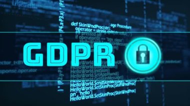 Dijital animasyon siyah ve mavi arka plan animasyonlu Gdpr