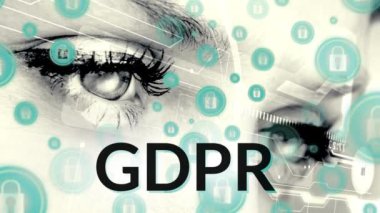 Animasyonlu gözleri dijital animasyon internet güvenlik kilidi Gdpr arka plan ile karşı