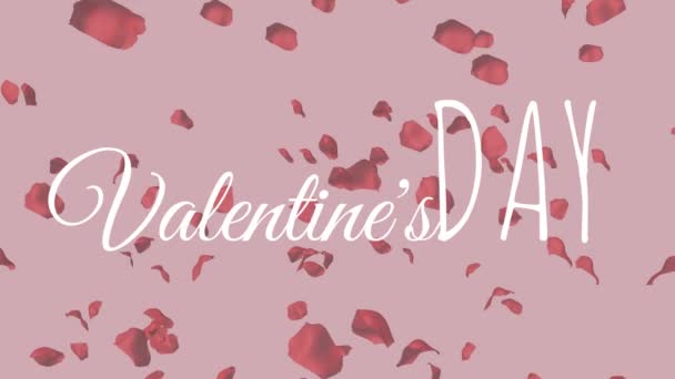 Digital Composite Valentines Day Text Background Rose Petals — Stock Video