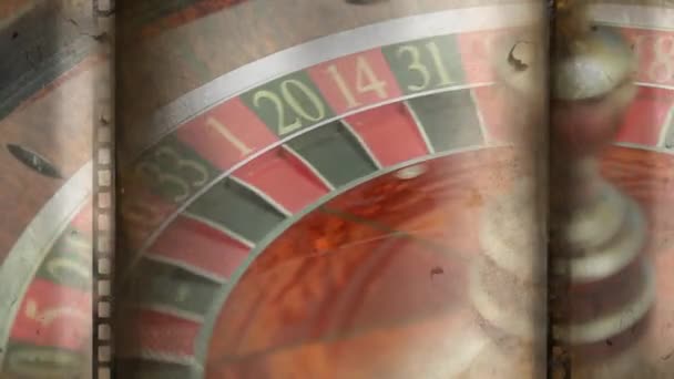 Oude Wazige Film Tonen Roulette Bestuur — Stockvideo