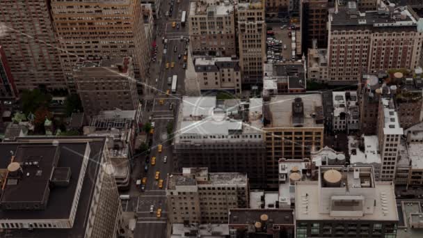 Veri Bağlantıları Hareket Ile Büyük Şehrin Hava Görünümünün Dijital Bileşik — Stok video