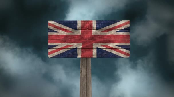 雷霆动画背景对英国旗子 — 图库视频影像