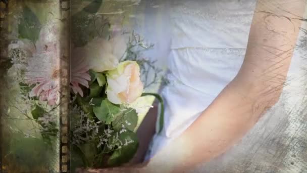 Vecchio Nastro Del Film Che Mostra Sposa Felice Nozze Che — Video Stock