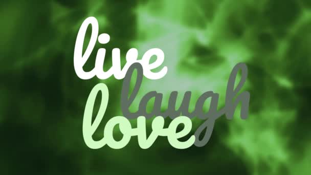 Śmiech Żywo Miłość Tekst Zielonym Tle — Wideo stockowe
