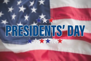 Cumhurbaşkanlığı günü ve yıldız karşı Amerikan bayrağı tam kare