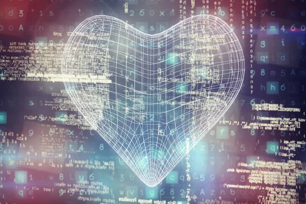 Kalp Şekli Görüntüsüne Veri Çizimi — Stok fotoğraf