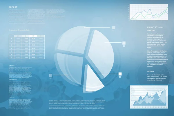 Cyfrowo Wygenerowany Interfejs Biznes Wykresy Dane — Zdjęcie stockowe