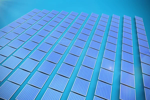 Paneles Solares Sobre Fondo Azul —  Fotos de Stock