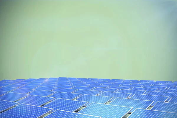 Paneles Solares Azules Sobre Fondo Verde — Foto de Stock