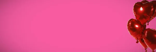 Palloncini Forma Cuore Rosso Contro Sfondo Rosa — Foto Stock