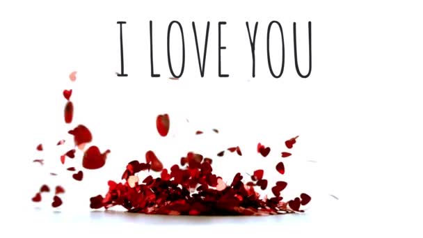 Love You Writing Animated Red Hearts Background — Video Stock