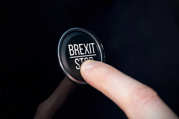 Зупинка Brexit Великій Літери Проти Натискання Кнопки — стокове фото