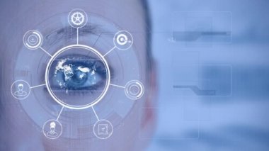 Animasyon, Genç bir kadın göz kulak hareketli iş ikonları/simgeleri