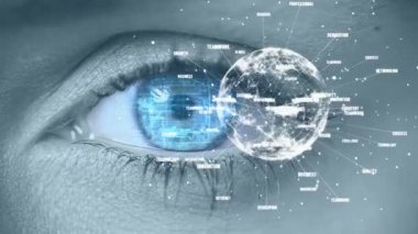 Göz önünde gri arka plan karşı veri bağlantısıyla dijital bileşik