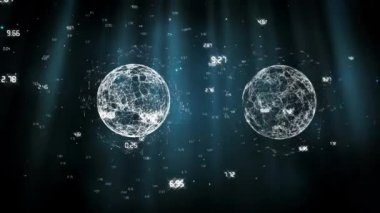 Mavi ışık hayalet ile karanlık bir arka plan üzerinde farklı her veri bulunan iki dijital toprak metalleri