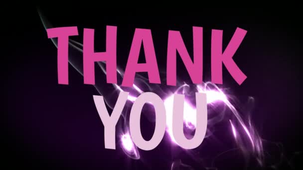 Front View Digital Composite Pink Thank You Text Animation Black — Stock Video