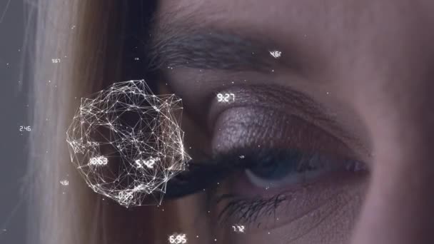 Vue Latérale Animation Ouverture Des Yeux Ralenti Avec Globe Tournant — Video