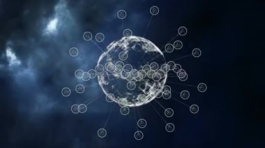 Dönen dijital dünya fırtına arka planda bağlı