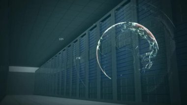 Küre ve veri bağlantılarının sunucu arka plan kaydırma karşı dijital animasyon