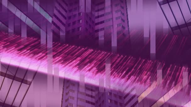 建物の前のピンクの光線のデジタル合成 — ストック動画