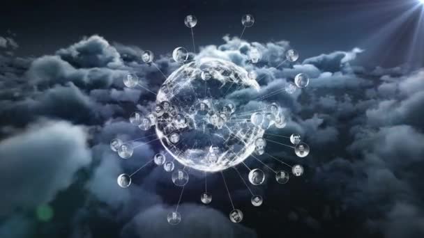 Composite Numérique Globe Numérique Données Humaines Dans Cloud — Video