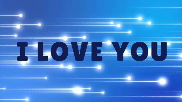 Slogan Love You Blue Background White Shooting Stars — Stock Video