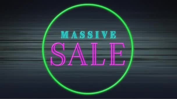 Digital Montage Green Circle Massive Sale Text Black Grey Background — Stock Video