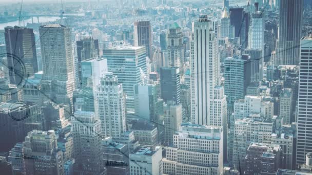 Digital data connections moving against a city background — Stock Footage Digital Data Connections Moving City Background Royalty Free Stock Footage