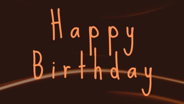 Σύνθημα Happy Birthday Καφέ Και Πορτοκαλί Φόντο Κυματιστές — Αρχείο Βίντεο