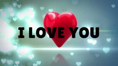 I Love You animasyon kırmızı kalp damla zemin ile dijital bileşik önden görünümü