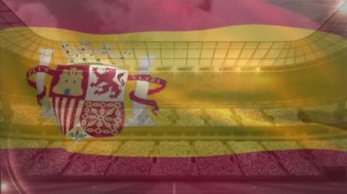 İspanya tam Stadyumu arka planı sallayarak bayrak