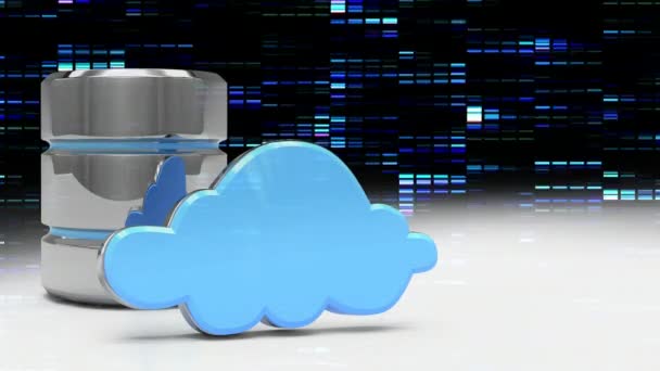 Animation Der Ikone Der Cloud Sicherheit Mit Hintergrund Laufenden Schallwellen — Stockvideo