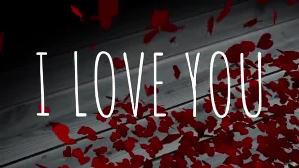 Love You Élénkség Val Piros Szív Csepp Hátteret Digitális Kompozit — Stock videók