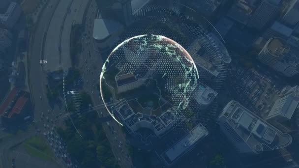 Coğrafi Site Bir Kentsel City Gökyüzü Dijital Animasyon Görüldü — Stok video