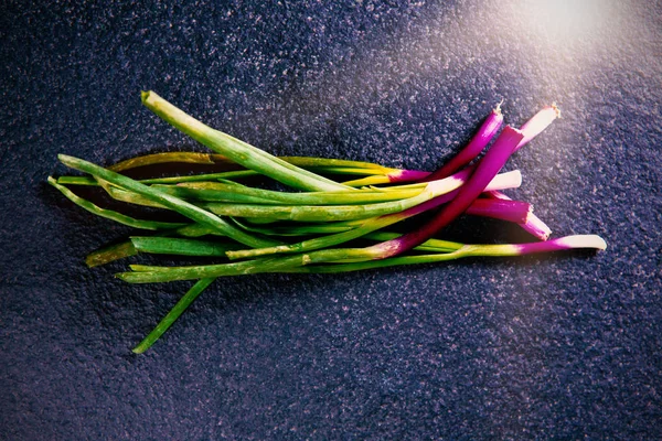 High Angle View Green Vegetables Gray Slate — Stock Photo, Image