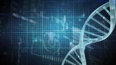 Dijital Dna molekülü üzerinde bir Elektrokardiyogram arka plan dijital tıbbi veri ile döner