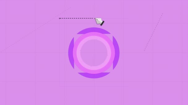 紫色の背景の異なる幾何学的形態のグラフィックを動かすデジタル アニメーション — ストック動画