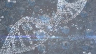 Büyük dijital Dna sarmalının molekül büyük molekül arka plan üzerinde binlerce bestelediği