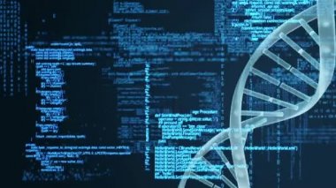 Dna molekülünün mavi veri karşı iplik dijital animasyon