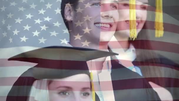 Ψηφιακή Ζωτικότητα Του Μια Αμερικανική Επίπεδη Πίσω Από Αποφοίτους — Αρχείο Βίντεο