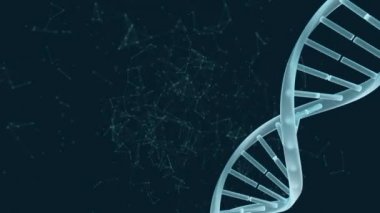 Dijital olarak Dna ve veri bağlantılarını hareket mavi arka plan üzerinde iplik animasyon