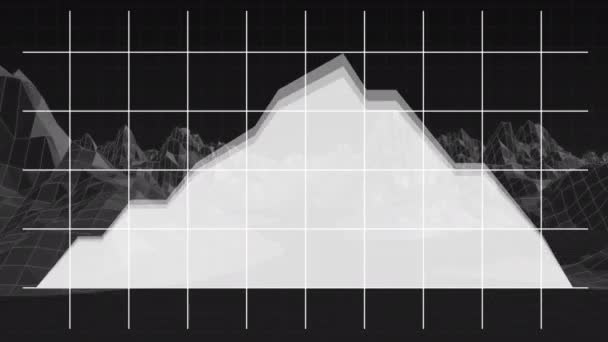 Frontansicht Einer Digitalen Berggrafik Die Auf Einem Gitter Mit Digitalem — Stockvideo